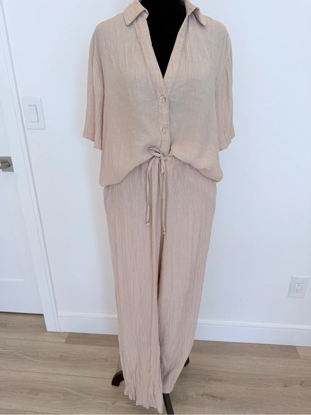 Zara Linen-Blend Pants Set (Top & Bottoms)